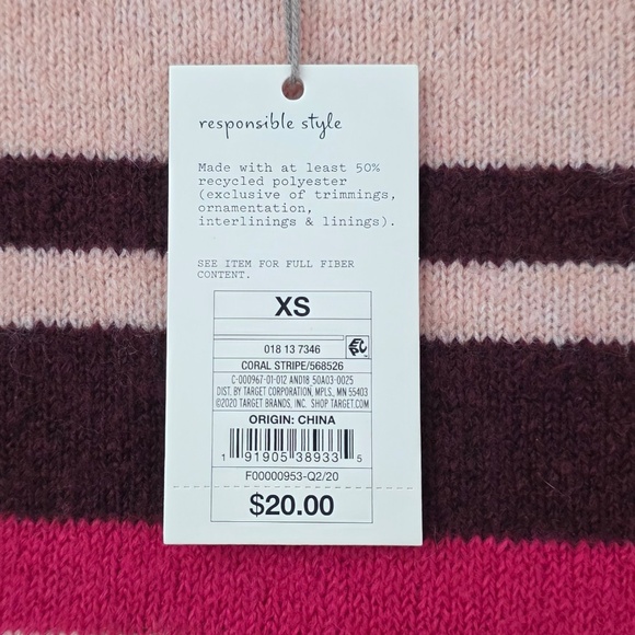 A New Day Coral Striped Crewneck Sweater - Picture 6 of 6